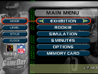 NFL GameDay 2002 title screen for Playstation